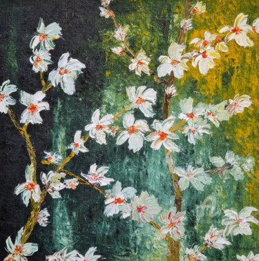 Cherries in bloom 绘画 标题为“Cherries in bloom” 由Daniel Urbaník, 原创艺术品, 油