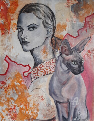 Painting titled "GEMINI" by Vindhya Acharya, Original Artwork, Acrylic
