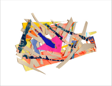 Grey Boat Collages titled "Grey Boat" by Nathalie Cuvelier Abstraction(S), Original Artwork, Collages Mounted on Aluminium