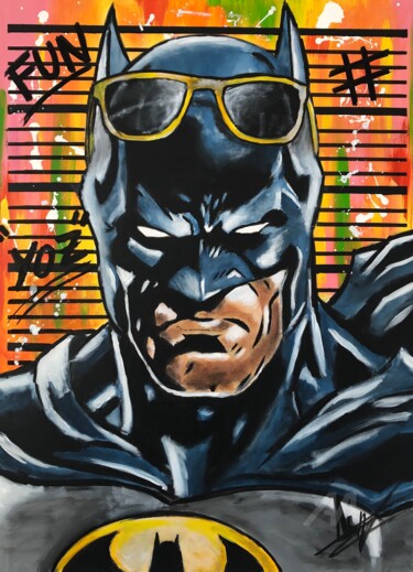 绘画 标题为“Batman très Fun #1” 由Yoz, 原创艺术品, 丙烯 安装在木质担架架上