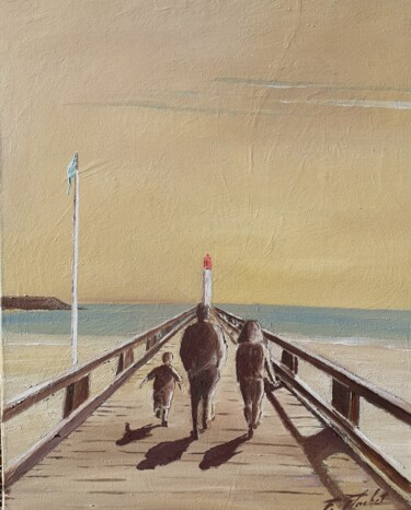 Peinture intitulée "Estacade normande" par Flachet, Œuvre d'art originale, Huile