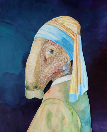 Painting titled "Parasaurolophus wit…" by Olga Petrova, Original Artwork, Acrylic