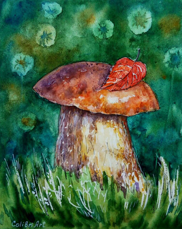 Mushroom Painting Food Forest Painting Nature Wall Art Pittura intitolato "Mushroom Painting F…" da Tatiana Matveeva, Opera d'arte originale, Acquarello