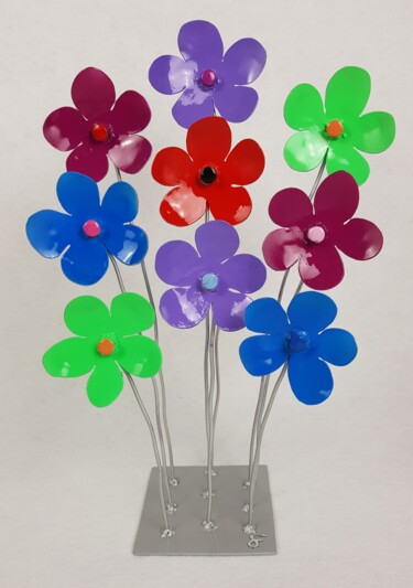 Happy Flower 2 雕塑 标题为“Happy Flower 2” 由Christophe Friquet, 原创艺术品, 金属