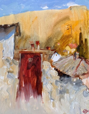 绘画 标题为“Gate” 由Darya Salakhova, 原创艺术品, 油 安装在木质担架架上