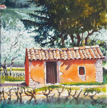 绘画 标题为“Le cabanon” 由Agnès Borg-Burglen, 原创艺术品, 油 安装在木质担架架上