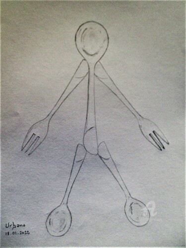 Drawing titled "Le petit Bonhomme e…" by Roberto Urbano, Original Artwork, Pencil