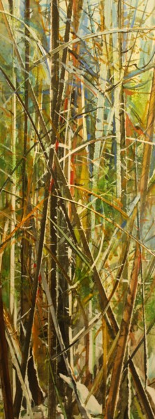 Peinture intitulée "forets 2021 / 1" par Raymond Guibert, Œuvre d'art originale, Aquarelle Monté sur Panneau de bois