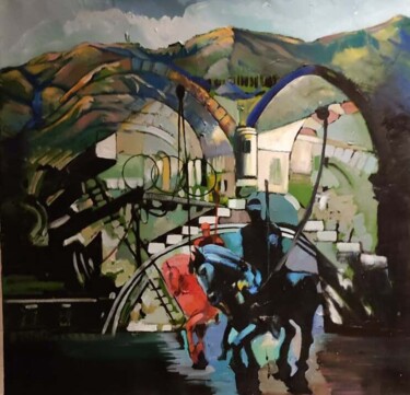 Painting titled "Europe, Architectur…" by Marcelo Bottaro, Original Artwork, Acrylic Mounted on Wood Stretcher frame