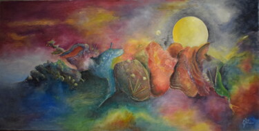 Peinture intitulée "Galactika" par Gérard Jéhin, Œuvre d'art originale, Huile
