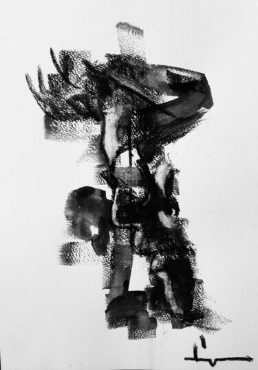 Drawing titled "Profil2" by Dominique Dève, Original Artwork, Charcoal