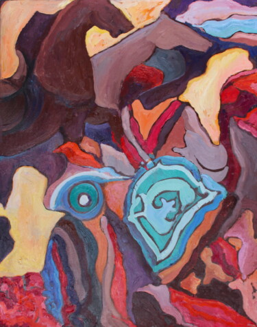 Painting titled "A1" by Elena Done, Original Artwork, Oil Mounted on Wood Stretcher frame