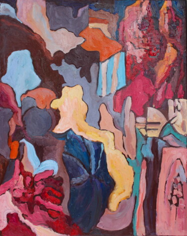 Painting titled "A2" by Elena Done, Original Artwork, Oil Mounted on Wood Stretcher frame