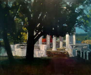 Alexandrovsky Garden Painting titled "Alexandrovsky Garden" by Daniil Mikhailov, Original Artwork, Oil Mounted on Wood Stretcher frame