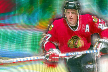 Jeremy Roenick Chicago Blackhawks 绘画 标题为“Jeremy Roenick Chic…” 由Tony Rubino, 原创艺术品, 丙烯 安装在木质担架架上