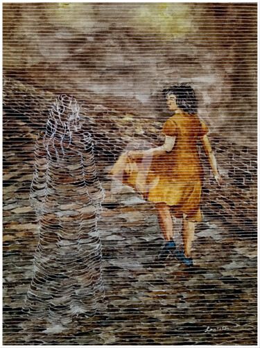 Peinture intitulée "Une rencontre" par Lanto R., Œuvre d'art originale, Aquarelle