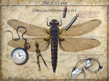 绘画 标题为“Dragonfly Leonardo” 由Sergey Kuzmin, 原创艺术品, 油