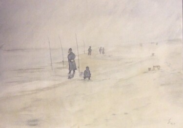 Malerei mit dem Titel "Les pecheurs / Fisc…" von Stefan Dhein, Original-Kunstwerk, Aquarell