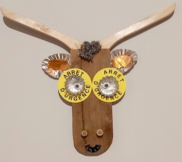 Sculptuur getiteld "LA VACHE !?" door Catherine Delaforge (KTY95), Origineel Kunstwerk, Hout