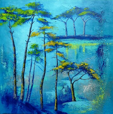 Painting titled "Rêve bleu" by Corinne Romand-Maitrepierre, Original Artwork, Acrylic