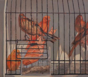 Cautivos Pintura titulada "Cautivos" por Juan Álvarez Cebrián, Obra de arte original, Oleo Montado en Panel de madera