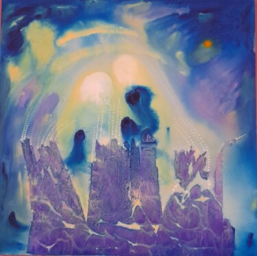 Castello dell'Universo - dal Figurativo Cosmico Painting titled "Castello dell'Unive…" by Cinzia Lo Russo, Original Artwork, Pigments Mounted on Wood Stretcher frame