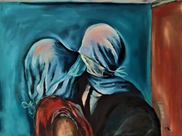 SURREALISM PAINTING Modern Lovers. painting kiss Oil paintin Картина под названием "SURREALISM PAINTING…" - Prosto Nastasya, Подлинное произведение искусства, Масло