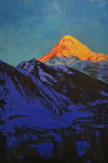 Kazbek Painting titled "Kazbek" by Daniil Mikhailov, Original Artwork, Oil Mounted on Wood Stretcher frame