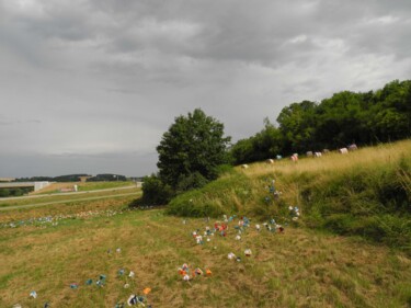 ACCUEIL EN FLEURS COLLINE ROUTE D14 de St-Clair-sur-Epte 雕塑 标题为“ACCUEIL EN FLEURS C…” 由Applestrophe, 原创艺术品, 木