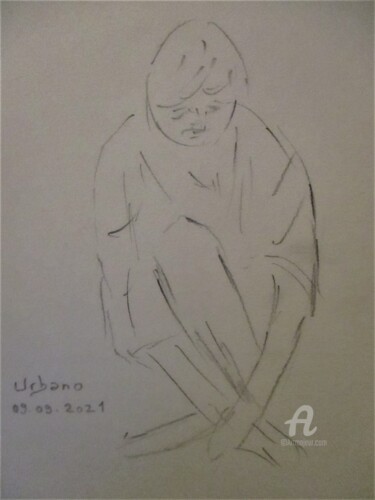 Dessin intitulée "Ebauche avec Daphné." par Roberto Urbano, Œuvre d'art originale, Crayon