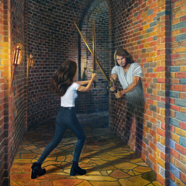 Duel with the shadow Painting titled "Duel with the shadow" by Iryna Bohdanova, Original Artwork, Oil