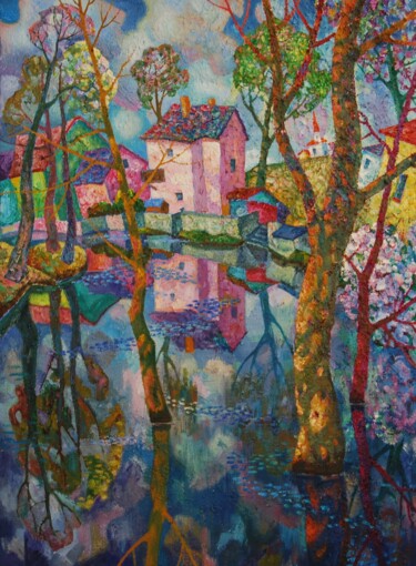 Pittura intitolato "Большая вода." da Michail Tschernjavski, Opera d'arte originale, Olio