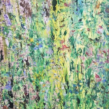 Painting titled "Printemps 1" by Claudine Janel, Original Artwork, Acrylic Mounted on Wood Stretcher frame
