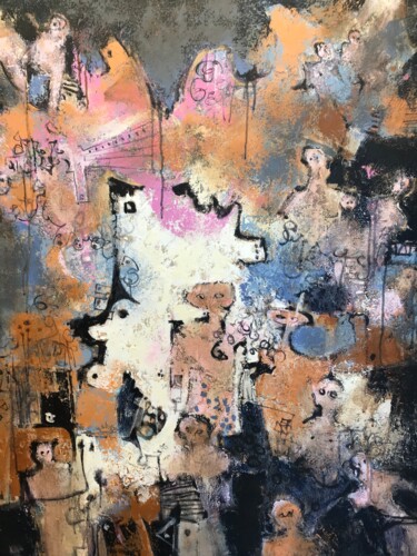 Painting titled "Fragiles silhouettes" by Jean Brisé, Original Artwork, Acrylic Mounted on Wood Stretcher frame