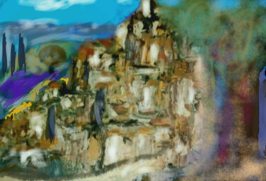Digital Arts titled "Un village en Prove…" by Jacky Patin, Original Artwork, Digital Painting
