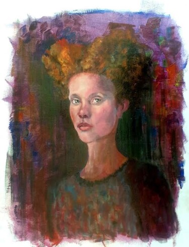 제목이 "La fille aux cheveu…"인 미술작품 Monique Marie François (Moma)로, 원작, 기름 기타 단단한 패널에 장착됨