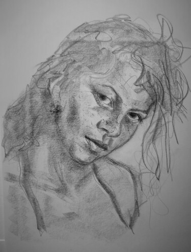 Dessin intitulée "Tête du lendemain 11" par Jean-Pierre Emond, Œuvre d'art originale, Crayon