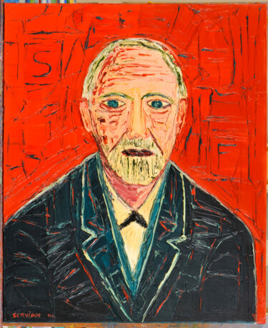 Painting titled "Sigmund Freud" by Frederic Servian, Original Artwork, Oil