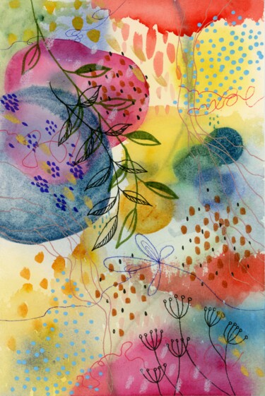 THE GARDEN IN BLOOM 绘画 标题为“THE GARDEN IN BLOOM” 由Rena Matha, 原创艺术品, 水彩