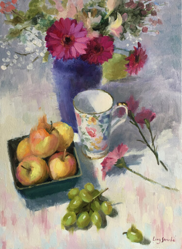 A Relaxing Day Painting titled "A Relaxing Day" by Ling Strube, Original Artwork, Oil
