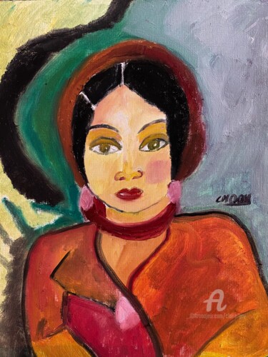 Malerei mit dem Titel ""Malaysia"" von Claire Marie Gay, Original-Kunstwerk, Öl Auf Holzplatte montiert