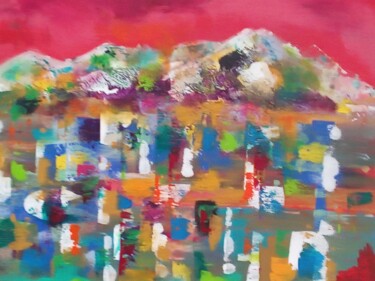 Peinture intitulée "Rouge méditerranée" par Dominique Bertrand, Œuvre d'art originale, Acrylique Monté sur Châssis en bois