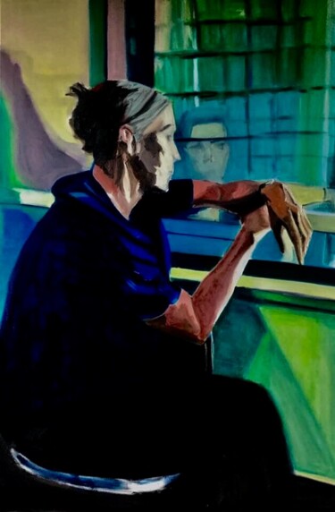 Peinture intitulée "Femme dans un train" par Frederic Gauthier, Œuvre d'art originale, Huile
