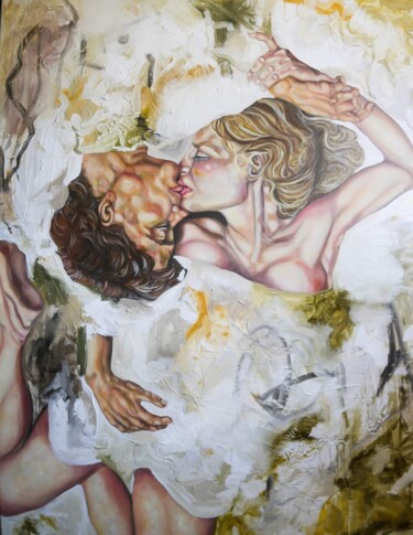 Nous aurons le visage de nos espoirs Painting titled "Nous aurons le visa…" by Mahé, Original Artwork, Oil Mounted on Wood Stretcher frame