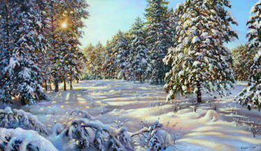 绘画 标题为“Winter in a Pine Fo…” 由Serhii Kapran, 原创艺术品, 油