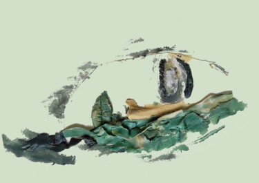 拼贴 标题为“Sleeping mermaid” 由Vadim Studenov, 原创艺术品, 拼贴