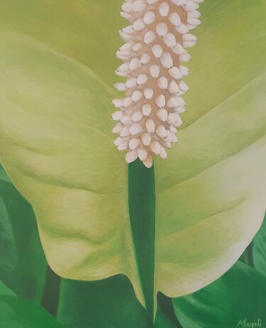 Peinture intitulée "Fleur de lune" par Magali Augris, Œuvre d'art originale, Acrylique Monté sur Châssis en bois
