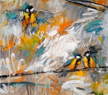제목이 "Abstract Tit birds/…"인 미술작품 Valerie Lazareva로, 원작, 아크릴