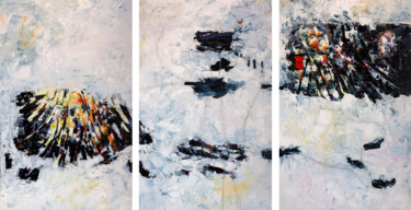 Pêche aux poissons des chenaux Painting titled "Pêche aux poissons…" by Chantal Proulx, Original Artwork, Acrylic Mounted on Wood Stretcher frame
