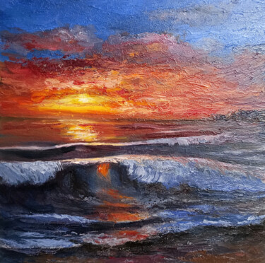 Singing sunset Painting titled "Singing sunset" by Tamara Rozinskay, Original Artwork, Oil